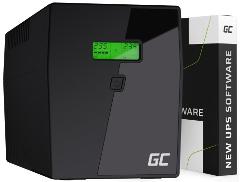 Green Cell Szünetmentes Tápegység UPS 2000VA 1400W LCD Kijelzővel Tiszta Szinuszhullám + Új Alkalmazás