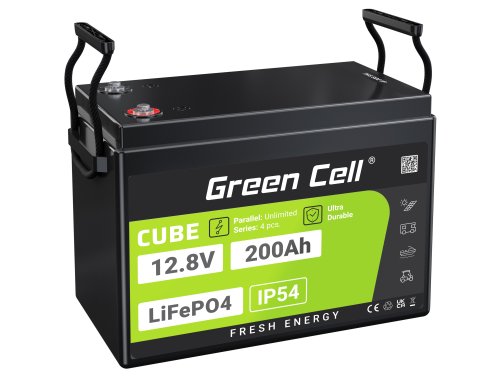 Green Cell CUBE LiFePO4 akkumulátor 200Ah 12.8V 2560Wh lítium vasfoszfát típusú Fotovoltaikkus rendszer, Lakóautó, Csónak