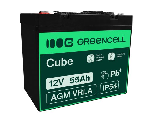 Green Cell® Batterie AGM 12V 55Ah Ólomakku szünetmentes energiatároló akku hajó kaszálógép robogó